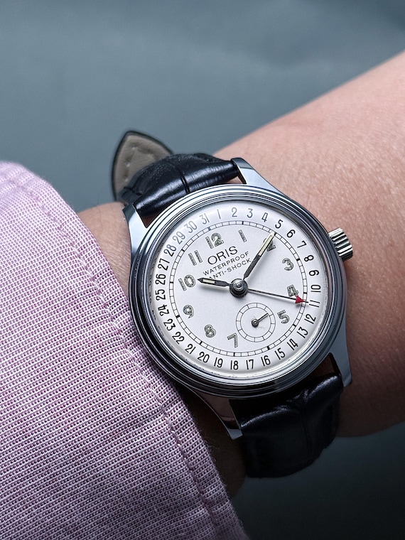 Vintage ORIS pointer date small seconds white dia… - image 2
