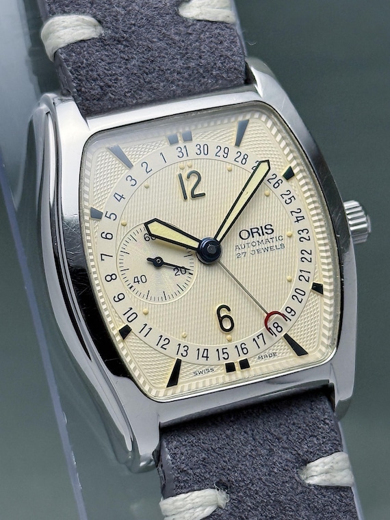 Oris Tonneau Vintage Watch – Guilloché Dial, Reve… - image 6