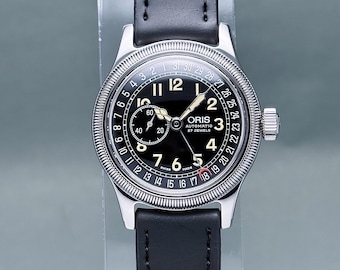 Vintage ORIS Big Crown Pointer Date 36mm Gloss Black Dial Automatic Watch