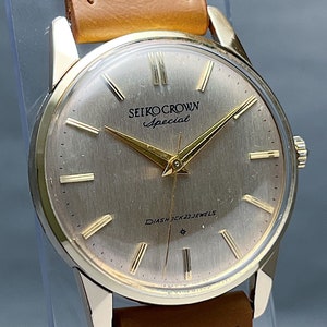 Vintage Seiko Crown Special 18K solid gold indices Special Dial SD 14K gold filled case image 3