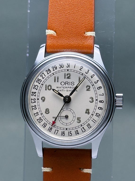 Vintage ORIS pointer date small seconds white dia… - image 4