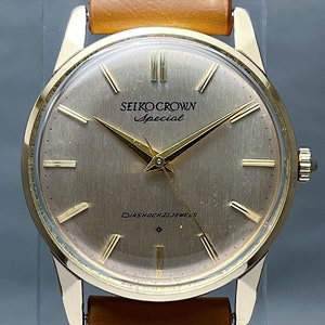 Vintage Seiko Crown Special 18K solid gold indices Special Dial SD 14K gold filled case image 2