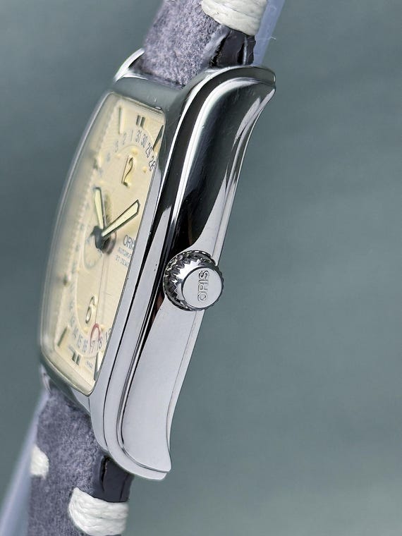 Oris Tonneau Vintage Watch – Guilloché Dial, Reve… - image 9