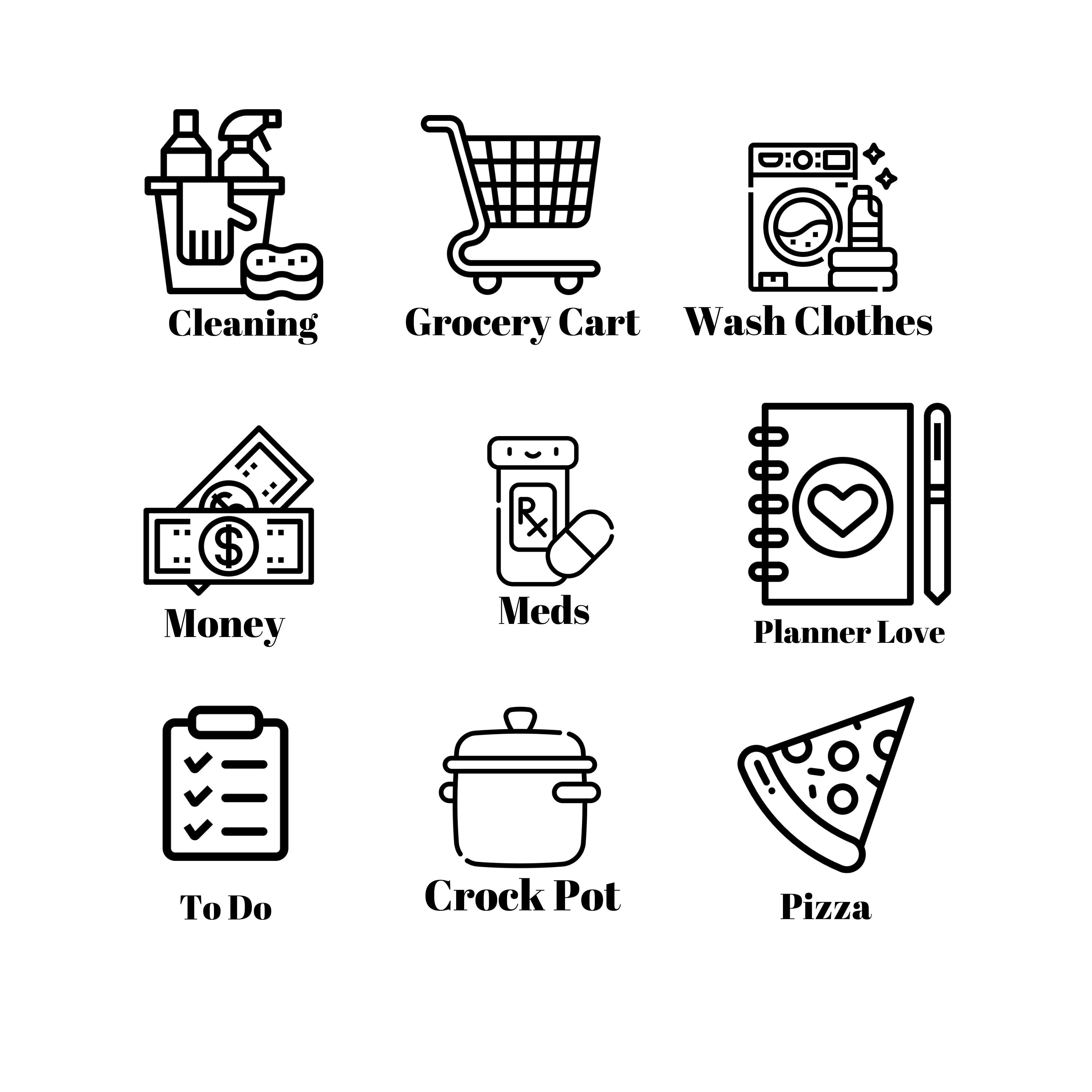 Planner Icon Stickers| Clear Transparent
