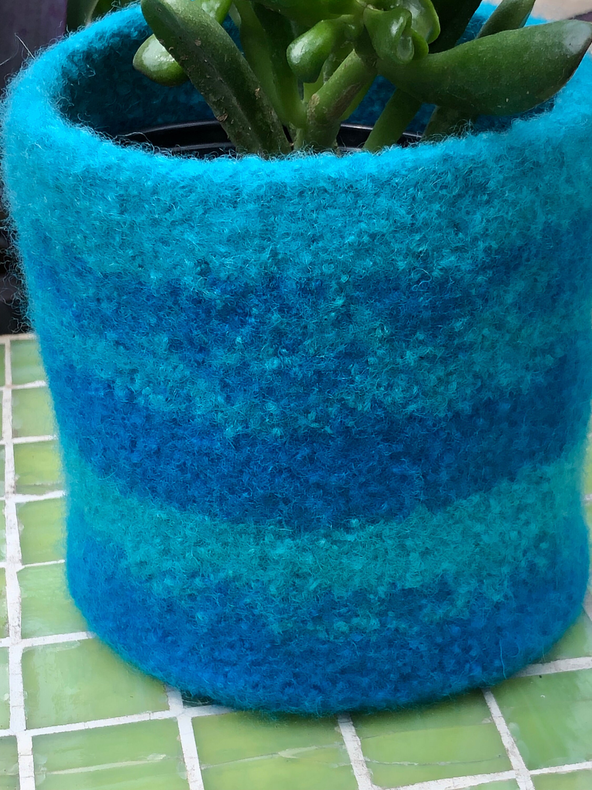 Wool Felted Planter Striped Plant Pot Wool Planter Herb Etsy