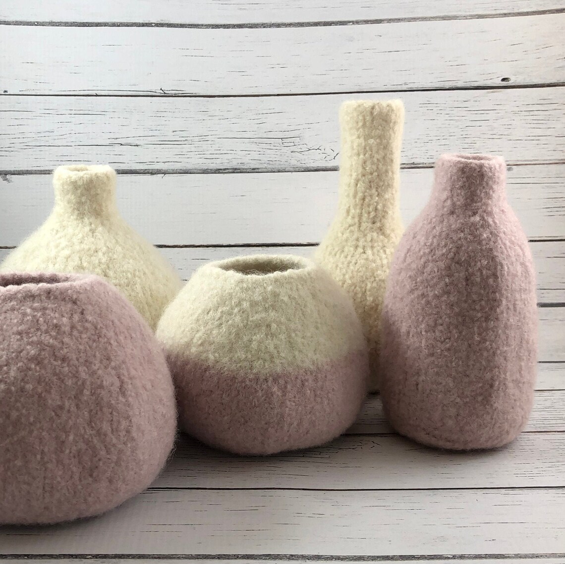 Blush Felted Wool Vase Milk Bottle Shaped Vase Modern Decor Etsy