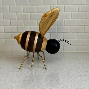 Honey Bee Wooden Sculpture - Medium #4