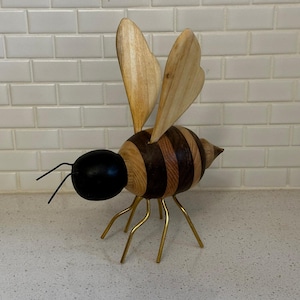 Honey Bee Wooden Sculpture - Large #1