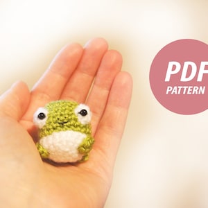 Crochet mini Frog keychain pattern, amigurumi small Amphibia english pdf pattern