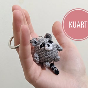 Crochet Raccoon keychain , miniature animal, amigurumi doll, handmade mini decoration for bag, mini raccoon, small raccoon, tiny animal