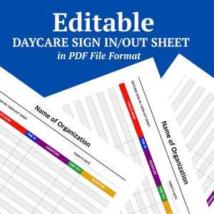 Editable Daycare Sign-in / Sign-out Sheet in PDF