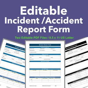 Editable Incident Report Form - Accident Report Form - Daycare Incident Log
