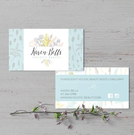 Floral Business Card Template Printable Print and Ship | Etsy