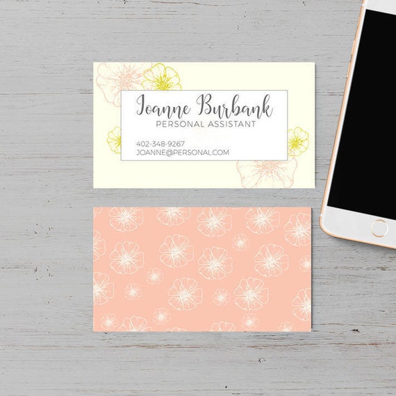 Floral Business Card Template Printable Print and Ship | Etsy