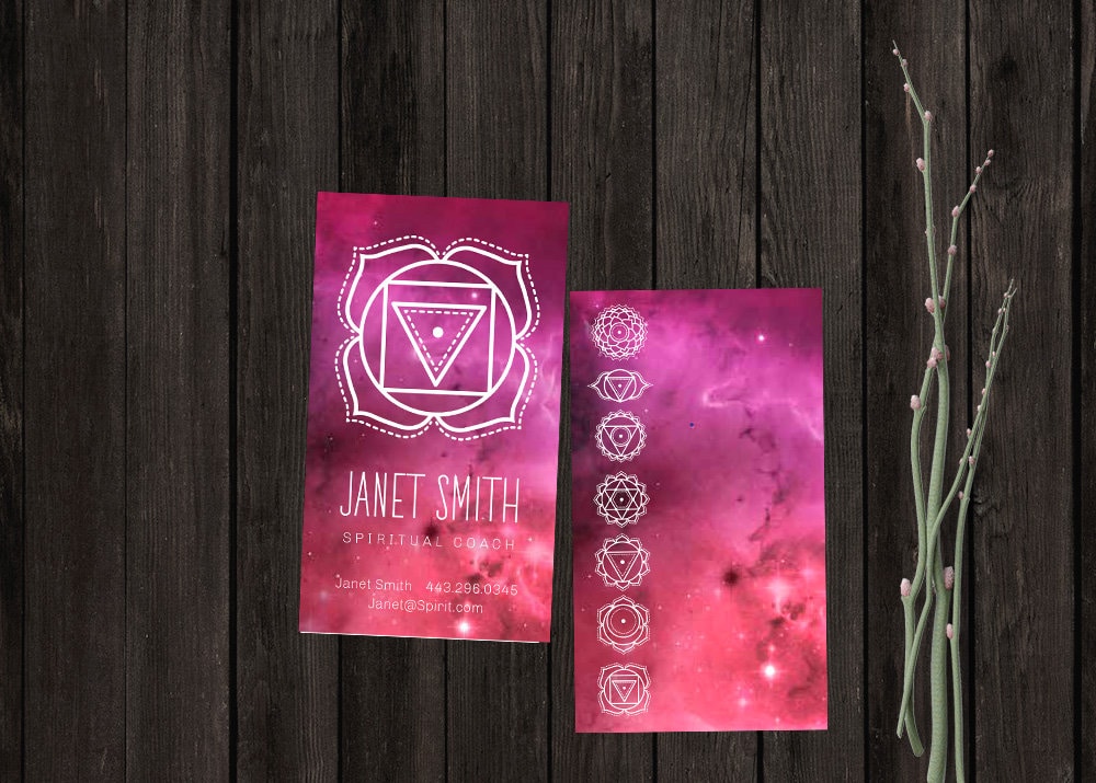 Spiritual Business Card, Template, Chakra, Pink, Healer, Yoga ...