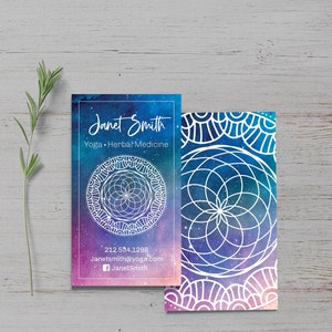 Biglietto da visita, Reiki, Spirituale, Operatore di luce, mandala, Medium, Allenatore, Guaritore, Geometria Sacra, sciamano, Universo, stampabile, New age