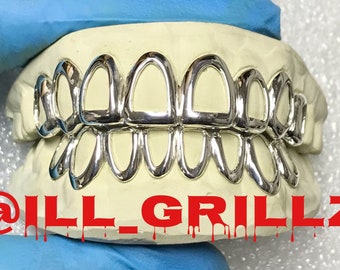 Handmade Custom Permanent Cut .925 Sterling Silver Frame Grillz