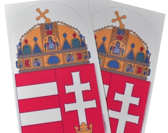Hungarian Coat of Arms Sticker: Car Bumper Decal (Set of 2)