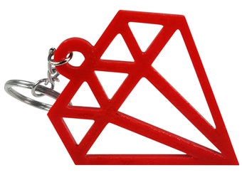 Mittelgroßer 3D-gedruckter Diamant-Schlüsselanhänger - Elegantes Schlüssel-Accessoire