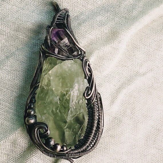 Artistically Hand wired GREEN AMETHYST ( prasolite