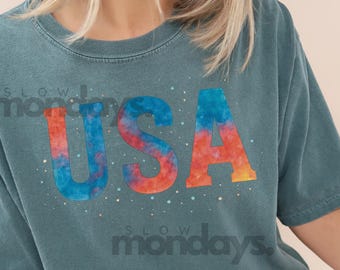 Watercolor America Png, USA Png, galaxy America Png, USA 1776 Png, 4th Of July Stars Stripe, Patriotic Png, summer png, quilted letters png