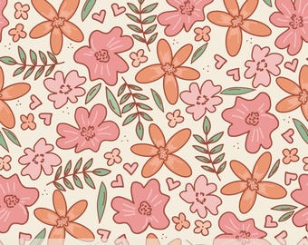 Retro Floral Seamless Pattern, Valentine's Day Design (JPEG)