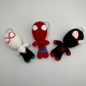 Crochet -  Spiderverse (3 keychains) Miles Morales Spidergwen Spiderman