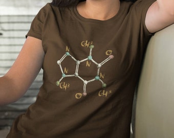 Caffeine molecule t shirt, Coffee molecule tee, Coffee science, Caffeine Addict Tee, Coffee lovers shirt, Funny Coffee Tee, Caffeine Science