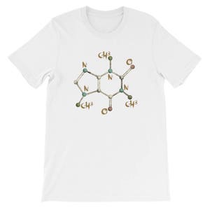 Caffeine molecule t shirt, Coffee molecule tee, Coffee science, Caffeine Addict Tee, Coffee lovers shirt, Funny Coffee Tee, Caffeine Science image 5