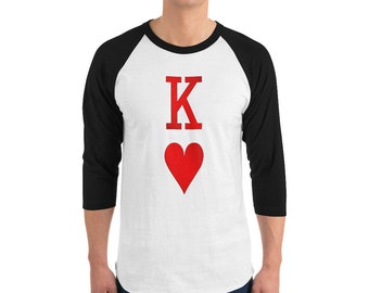 King of Hearts 3/4 sleeve raglan shirt - Playing Card Shirt