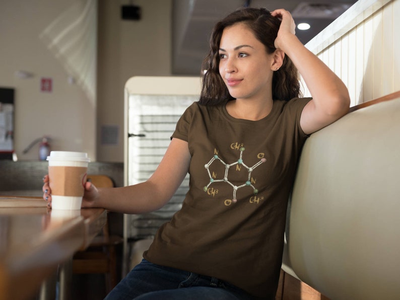 Caffeine molecule t shirt, Coffee molecule tee, Coffee science, Caffeine Addict Tee, Coffee lovers shirt, Funny Coffee Tee, Caffeine Science image 1