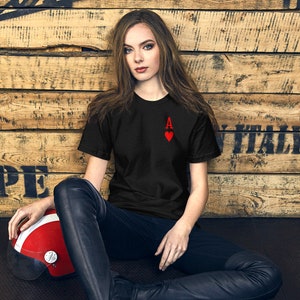 Ace of Hearts in Top Left Corner, Unisex T-Shirt