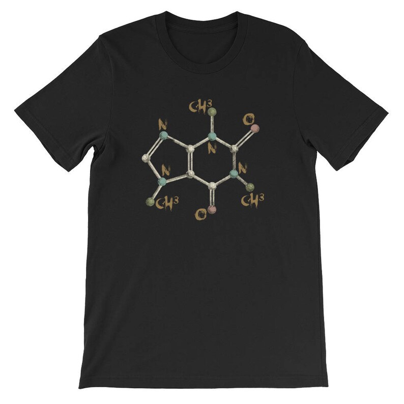 Caffeine molecule t shirt, Coffee molecule tee, Coffee science, Caffeine Addict Tee, Coffee lovers shirt, Funny Coffee Tee, Caffeine Science image 4