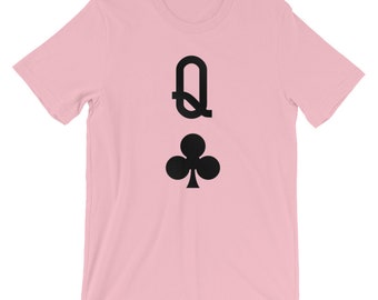 Queen of Clubs Playing Card Costume T-shirt - Black Poker Card T-shirt - Sustainable - Halloween Costume Tee - Playing Card T-shirt - Unisex
