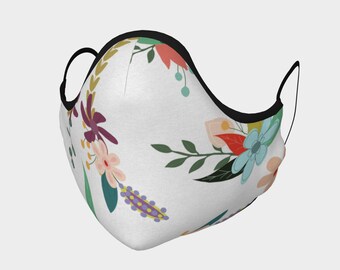 Floral Face Mask, with Filter Pocket and Metal Nose Piece