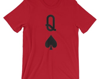 Regina di picche da gioco Carta da gioco Costume T-shirt - Black Poker Card T-shirt - Sostenibile - Halloween Costume Tee - Tshirt da carte da gioco - Unisex