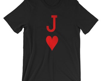 Jack of Hearts Playing Card Costume T-shirt - Red Poker Card T-shirt - Sostenibile - Halloween Costume Tee - Playing Card T-shirt - Unisex