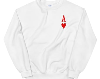 Ace of Hearts Sweatshirt, Top Left Corner, Small in Corner