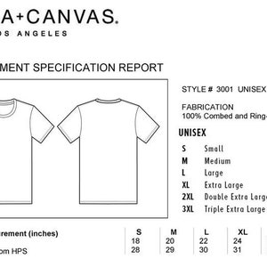 May include: A size chart for a unisex jersey tee shirt. The chart shows the chest to fit measurements in inches for sizes small, medium, large, extra large, double extra large, and triple extra large. The chart also shows the chest and body length measurements in inches for each size.