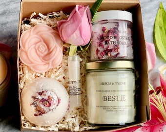 Bestie Happy Birthday Gift Box For Her, Personalized Birthday Box With Spa Gift Set For Women, Custom Birthday Gifts, BFF Best Friend Gift