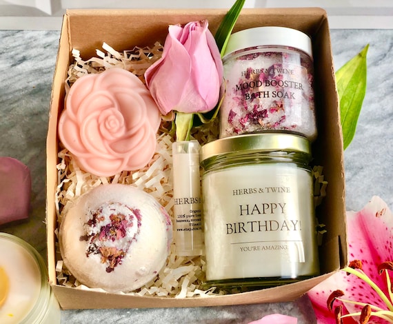 Happy Birthday Gifts for Women,Bath Relaxing Spa Gift Basket for Her, Mom,  Sister, Female Friends, Daughter,Unique Wine Gift Set Idea for Women Who