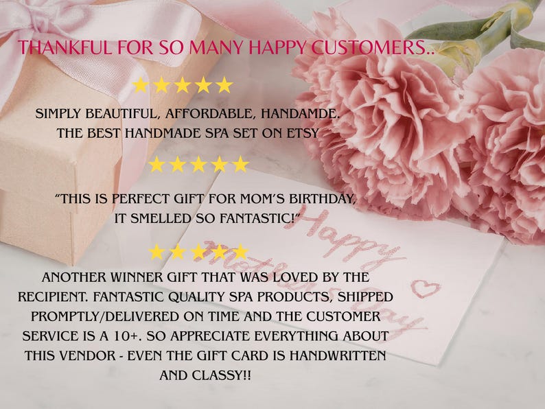 May include: A gift box with a pink ribbon, a card with "Happy" written on it, and pink carnations. The text on the card says "Happy Mother's Day". The image has customer reviews.
