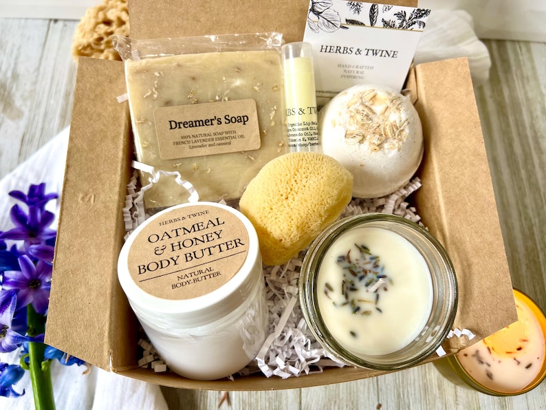 A box filled with spa goods