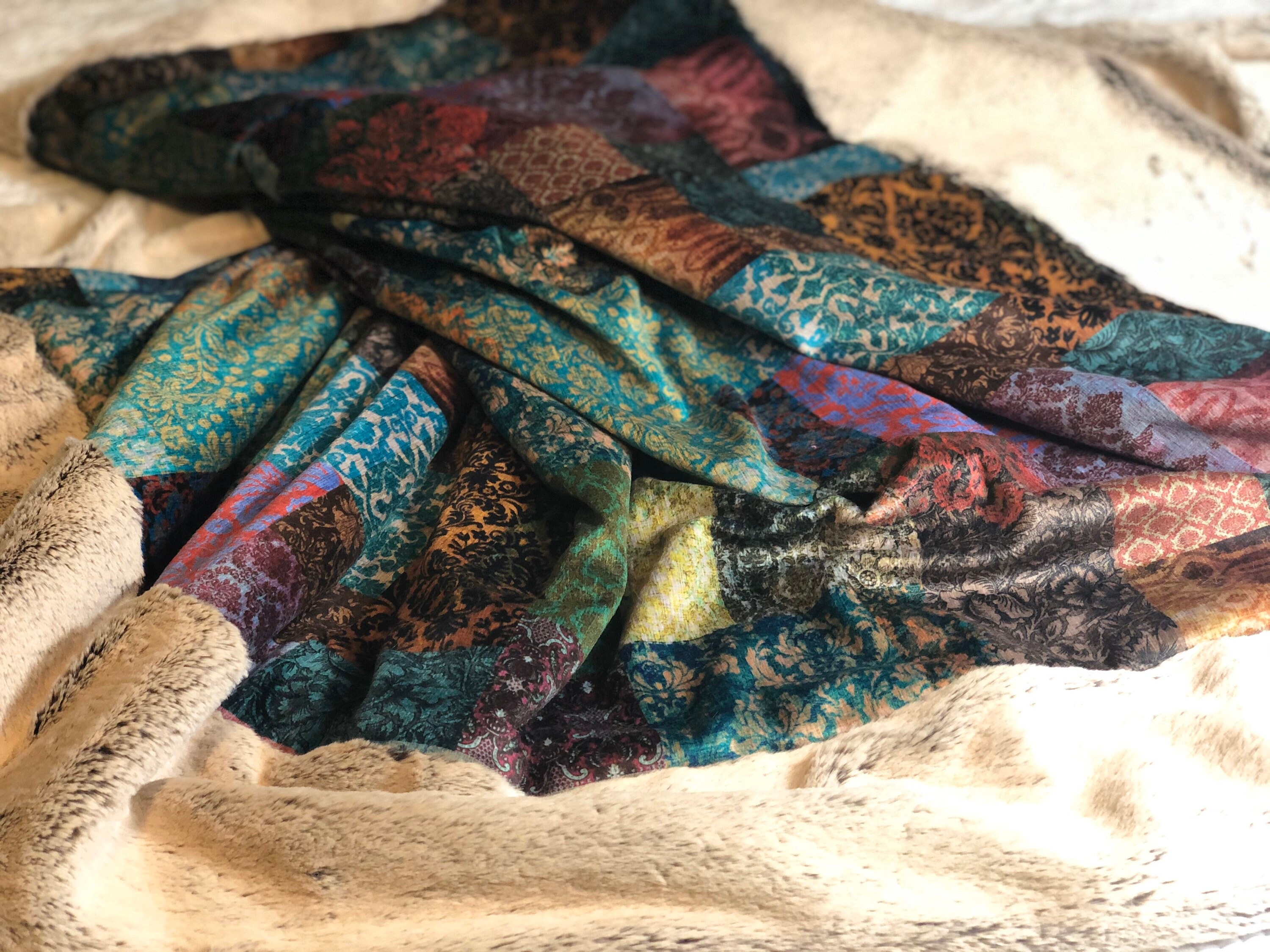 Minky Blanket Boho jewel tones Bohemian throw blanket boho Etsy