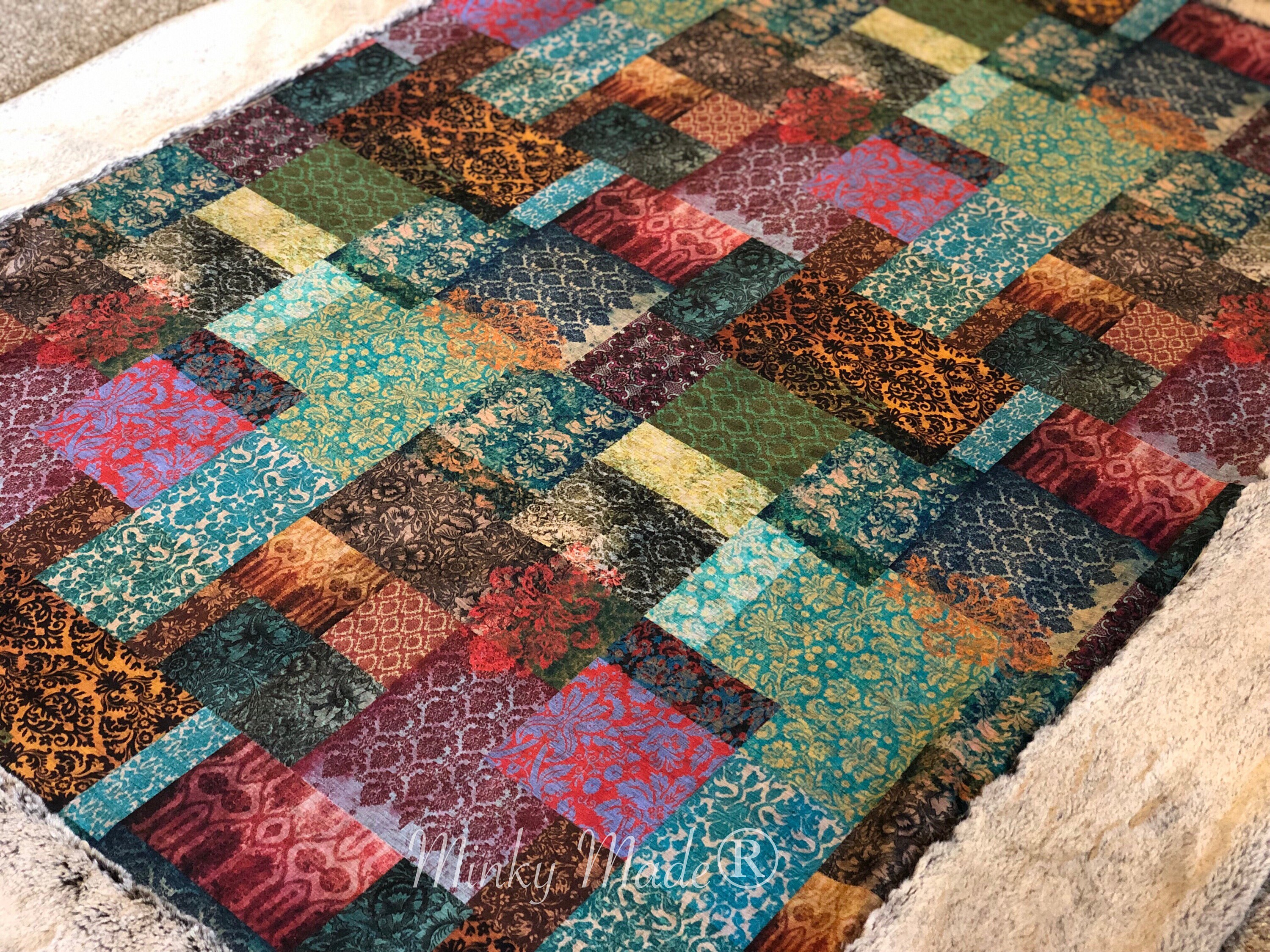 Minky Blanket Boho jewel tones Bohemian throw blanket boho Etsy