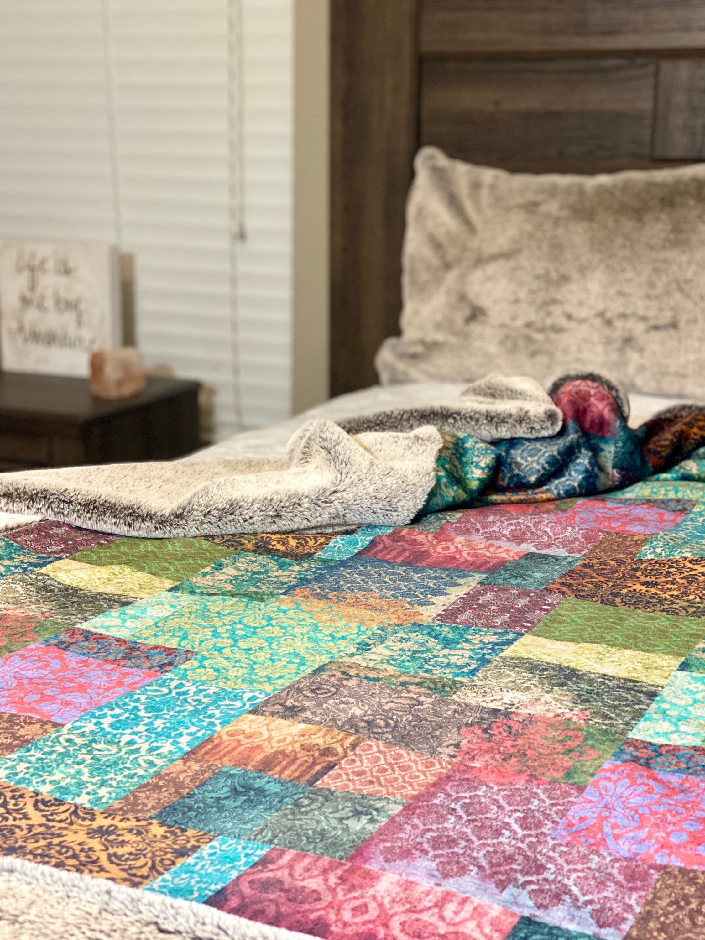 Minky Blanket Boho jewel tones Bohemian throw blanket boho Etsy