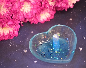 Icy Blue Glitter Crystal Ring Dish