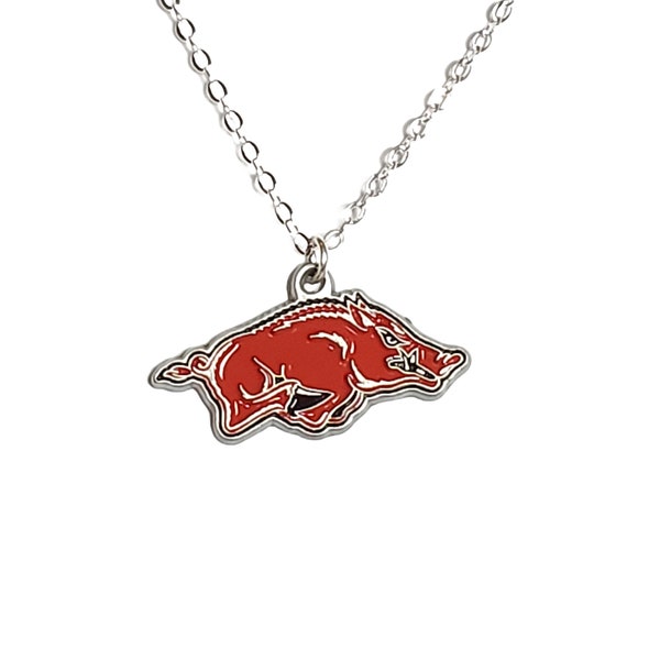 Arkansas Razorbacks Necklace, Razorback Necklace, University of Arkansas Necklace, Razorback Fan Necklace, Razorback Gift Necklace