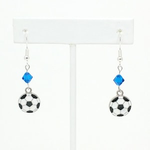 Soccer Ball and Swarovski Crystal Earrings for Soccer Fans and Soccer Players