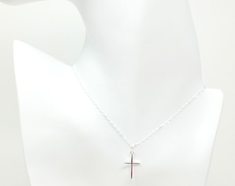 Sterling Silver Thin Cross Necklace, Christian Cross Necklace, Religious Cross, Minimalist Necklace, Dainty Necklace